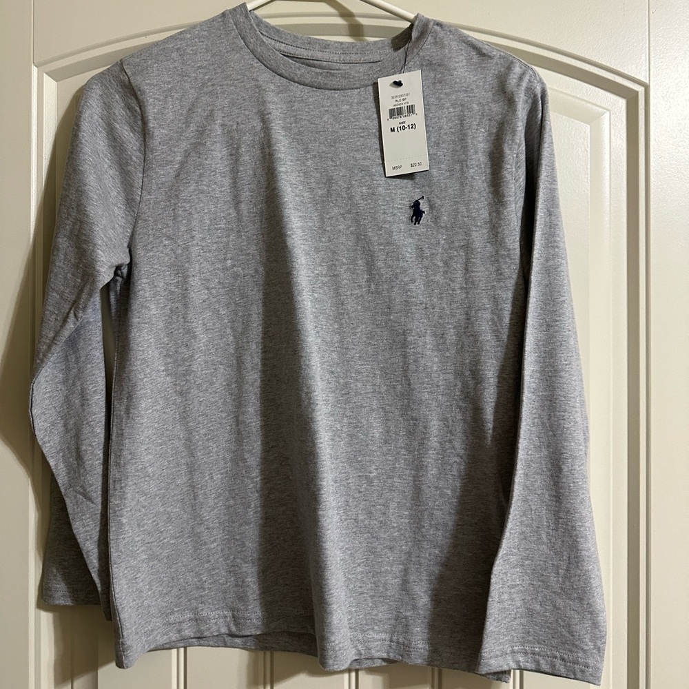 Polo Boys Heather Gray Long Sleeve Shirt
